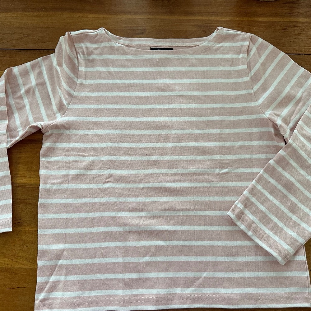 J. Crew NWT Classic Striped ballet pink/ivory striped longsleeve T-shirt